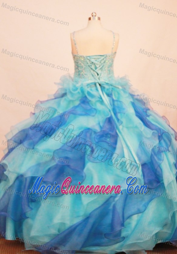 Multi-color Ruffled Layers Decorate Glitz Pageant Dresses with Straps