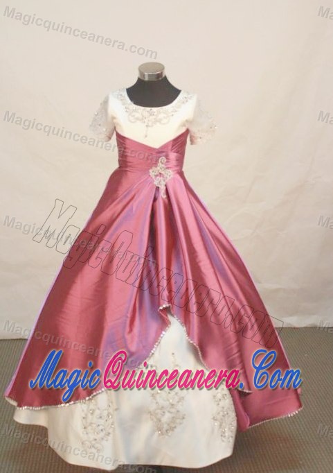 Scoop Flower Girl Pageant Dresses Beading and Embroidery Decorate