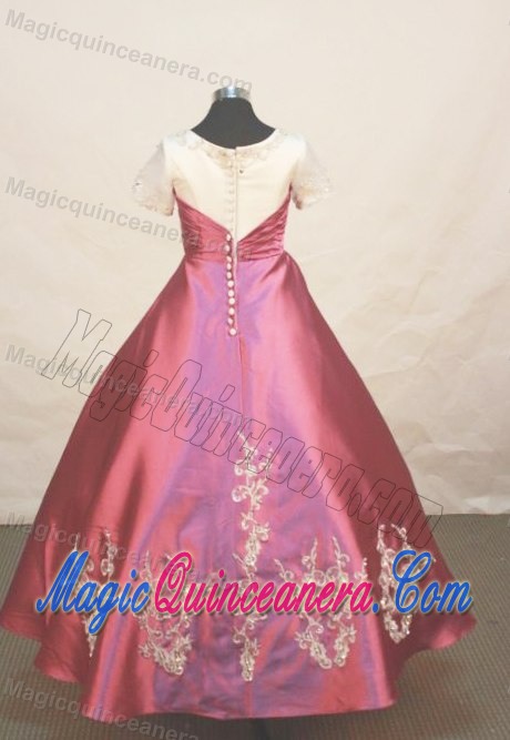 Scoop Flower Girl Pageant Dresses Beading and Embroidery Decorate