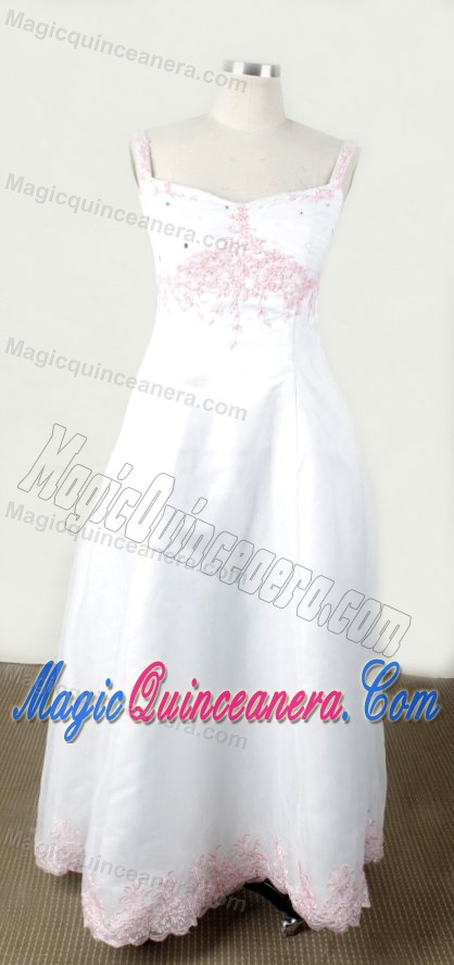 Straps White Appliques For Little Girl Pageant Dress in Rhode island
