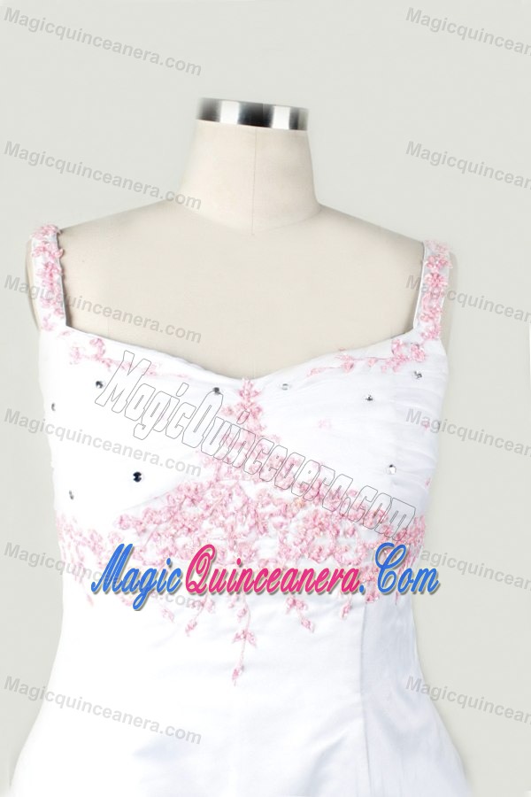 Straps White Appliques For Little Girl Pageant Dress in Rhode island