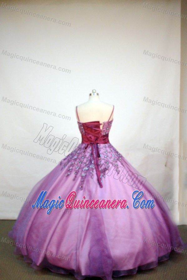 Spaghetti Straps Purple Pageant Dress for Little Girls With Appliques