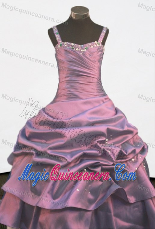 Purple A-line Beading Pick-ups Straps Glitz Pageant Dresses in Atlanta