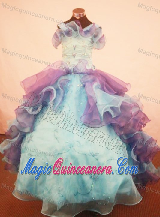 Multi-color Straps Ruffles Organza Little Girl Pageant Dress In 2013