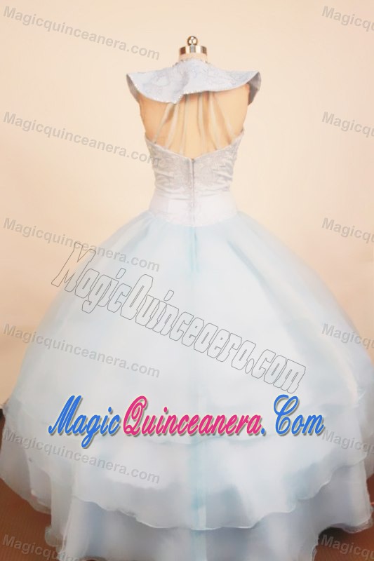 Light Blue 2013 Scoop Little Girl Pageant Dress With Ruffled Layers