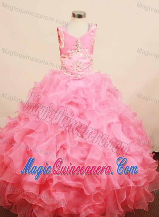 Ruffles Square 2013 Little Girl Pageant Gown in Baby Pink With Organza