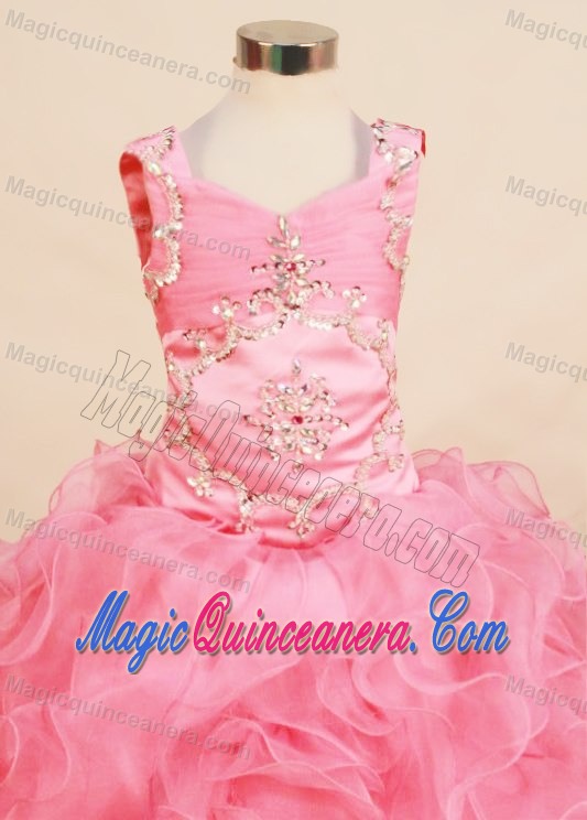 Ruffles Square 2013 Little Girl Pageant Gown in Baby Pink With Organza