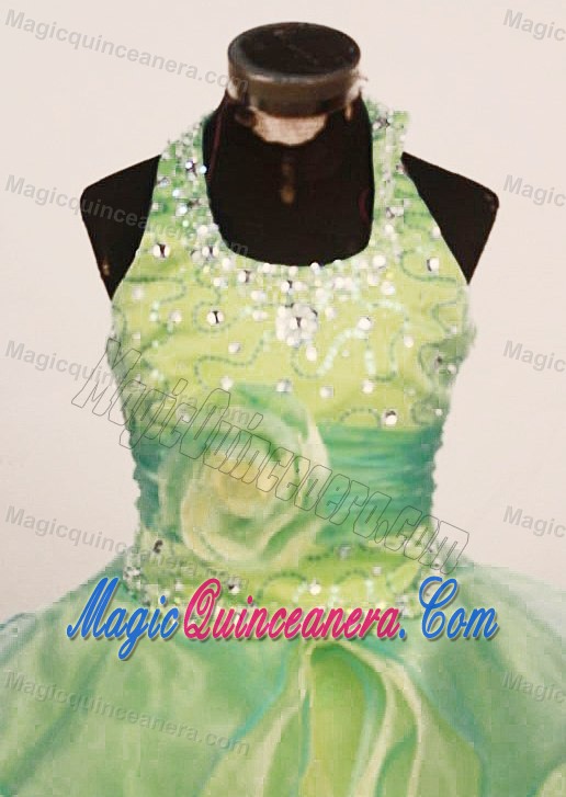 Yellow Green Halter Organza Layers Little Girl Pageant Dress In 2013
