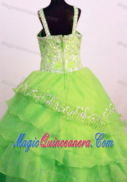 Ruffled Layers Straps Little Girl Pageant Dress in Spring Green In 2013