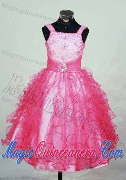 Short Straps Red Beaded Girls Pageant Dresses in Wiltshire