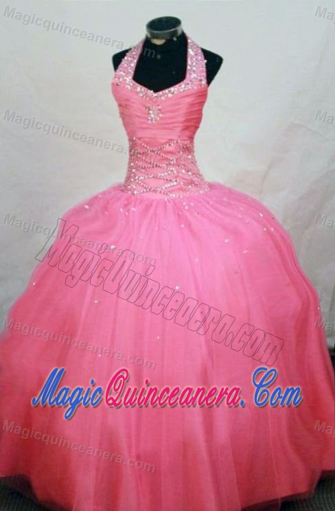 Watermelon Halter Pageant Dresses Beaded in Lincolnshire