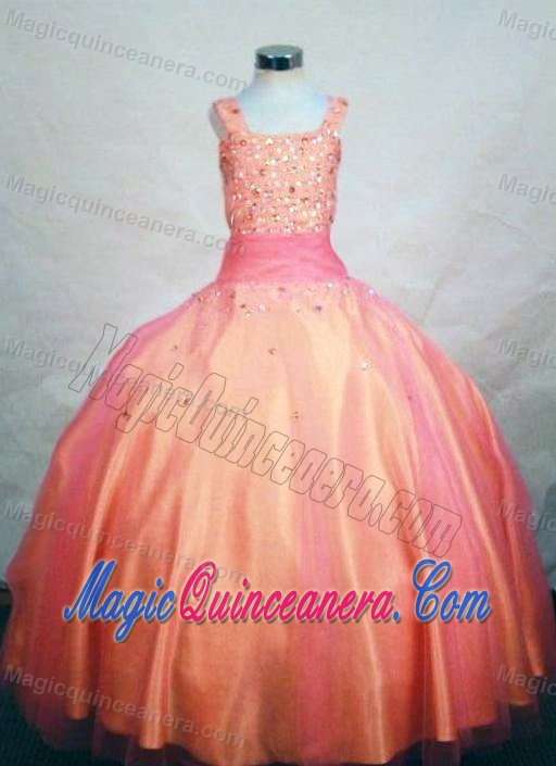 Two-toned Beadings Straps Glitz Pageant dresses with Sash