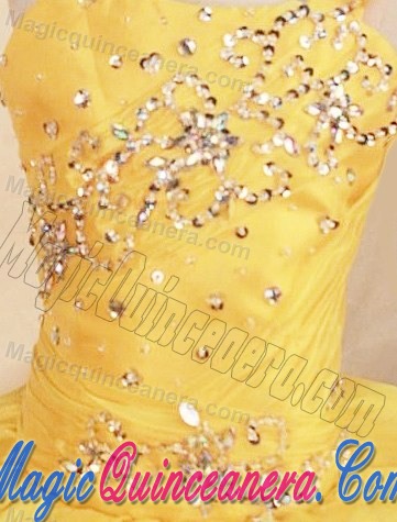 Yellow Bead Ruffles Girls Pageant Dress With One Shoulder