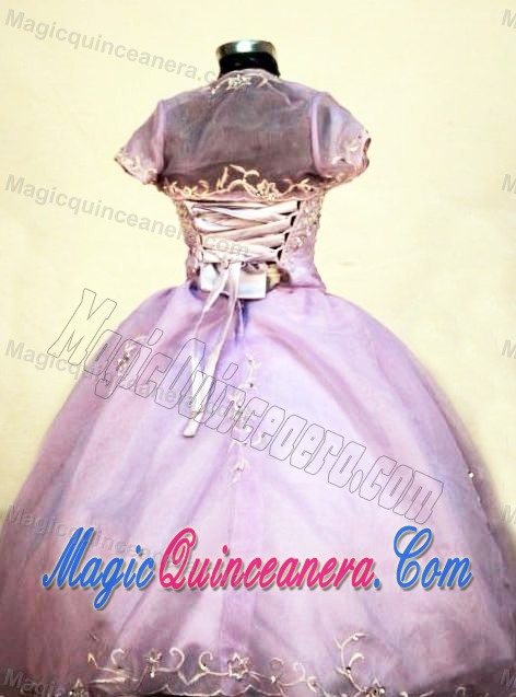 Lilac Beaded Straps Embroidery Little Girl Pageant Dresses