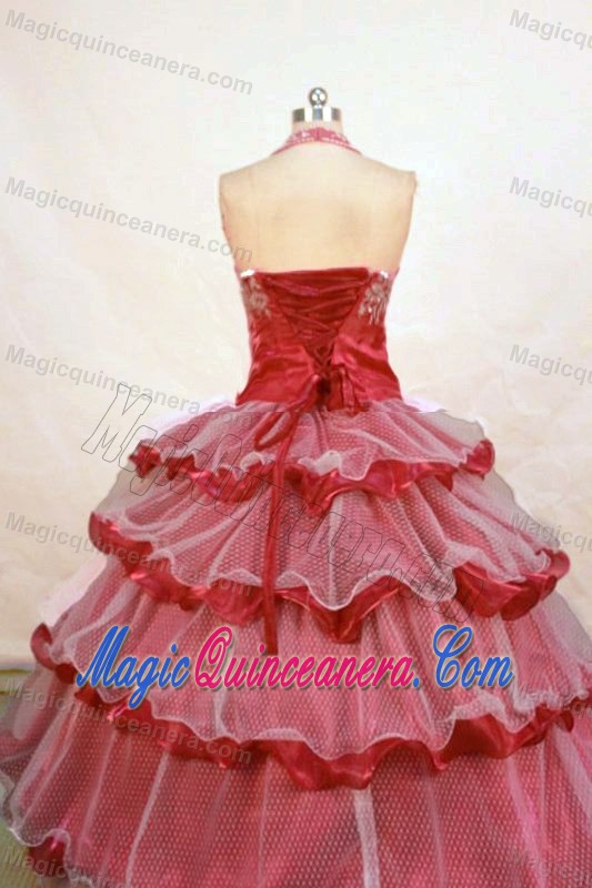 Beading Fuchsia Halter Perfect Angel Pageant Gowns Ruffled