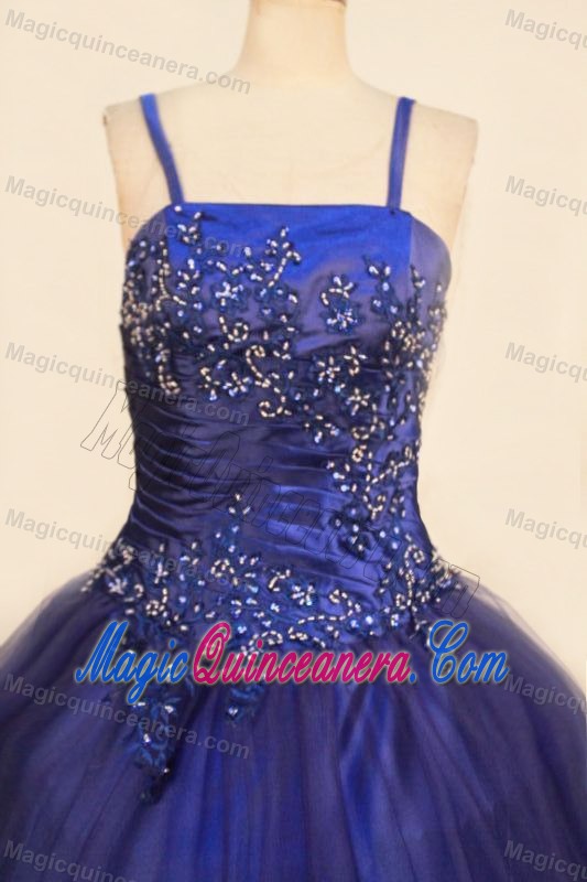 Royal Blue Spaghetti Straps Chic Glitz Pageant Gown Beaded