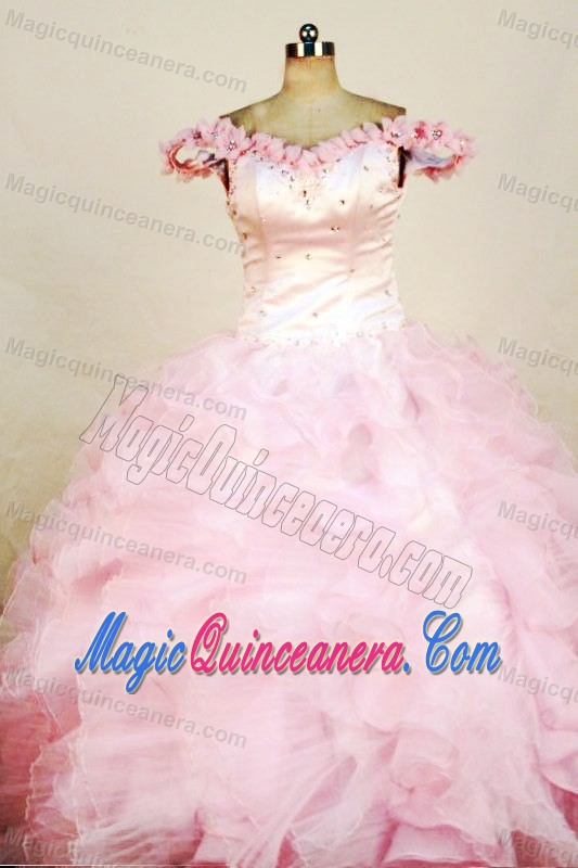Somerset Off the shoulder Pink Beading Glitz Pageant Dress