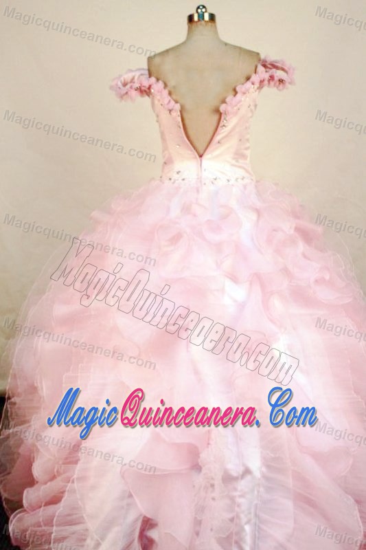 Somerset Off the shoulder Pink Beading Glitz Pageant Dress