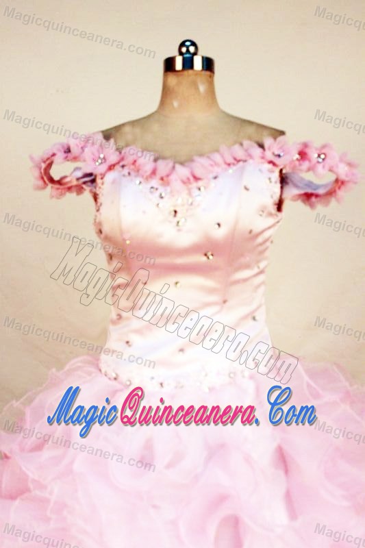 Somerset Off the shoulder Pink Beading Glitz Pageant Dress