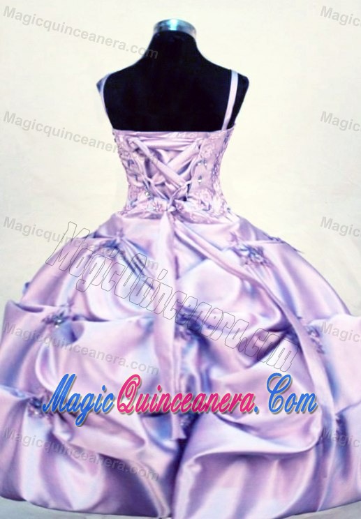 Spaghetti Straps Lilac Beaded Little Girl Pageant Dresses