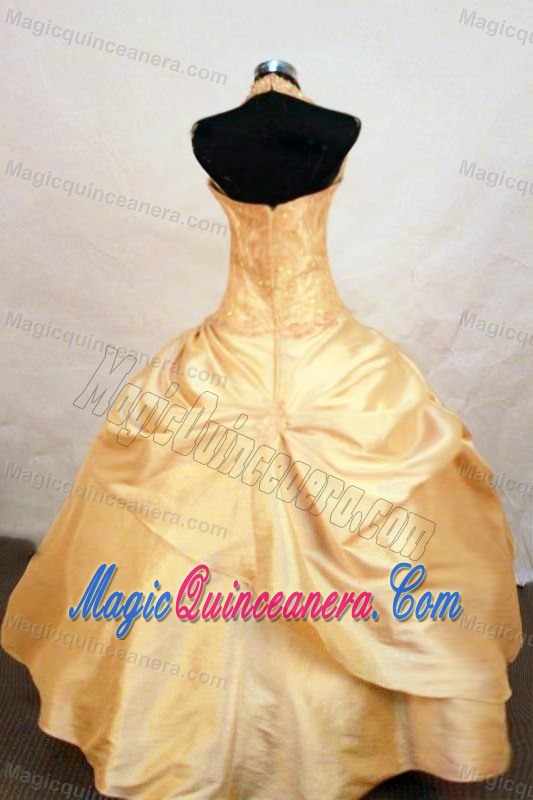 Halter Top Taffeta Gold Beaded Little Girl Pageant Dresses