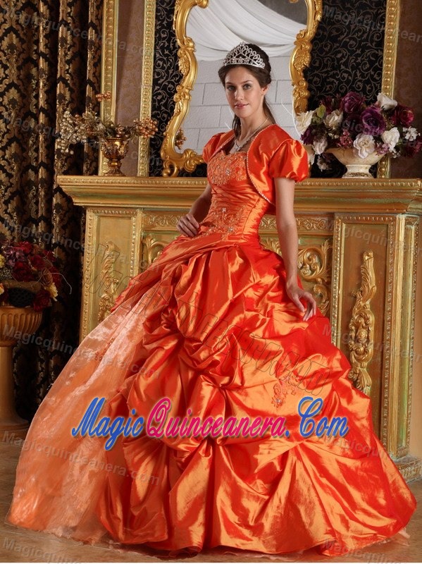 Orange Taffeta Sweet 15 Dresses with Pick-ups in City of London