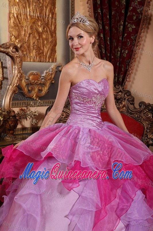 Affordable Colorful Organza Beading Dresses for a Quince with Appliques
