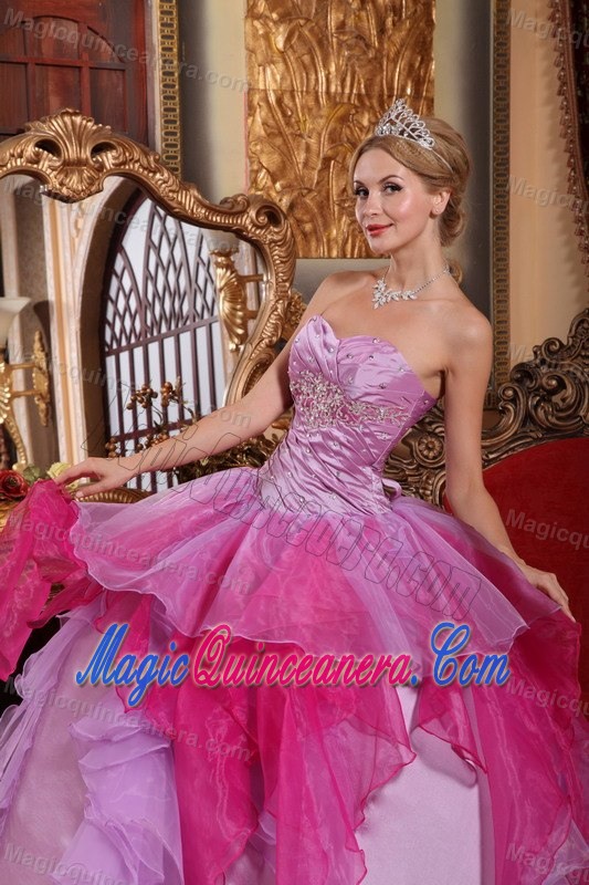 Affordable Colorful Organza Beading Dresses for a Quince with Appliques