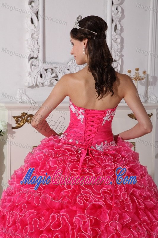 Ruffles and Appliques Accent Quinceanera Gowns in Hot Pink 2013