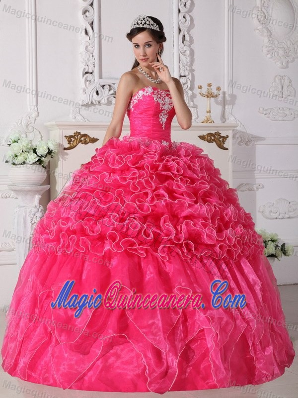 Ruffles and Appliques Accent Quinceanera Gowns in Hot Pink 2013