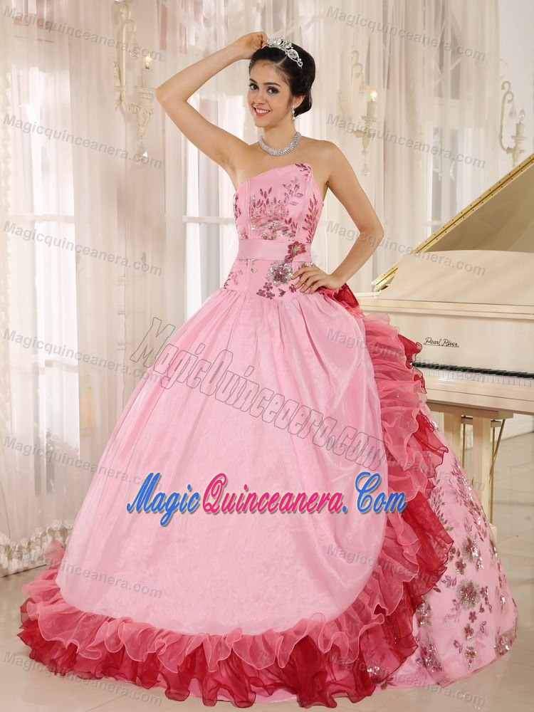 Vestidos Para Quinceaneras with Hand Made Flowers and Appliques