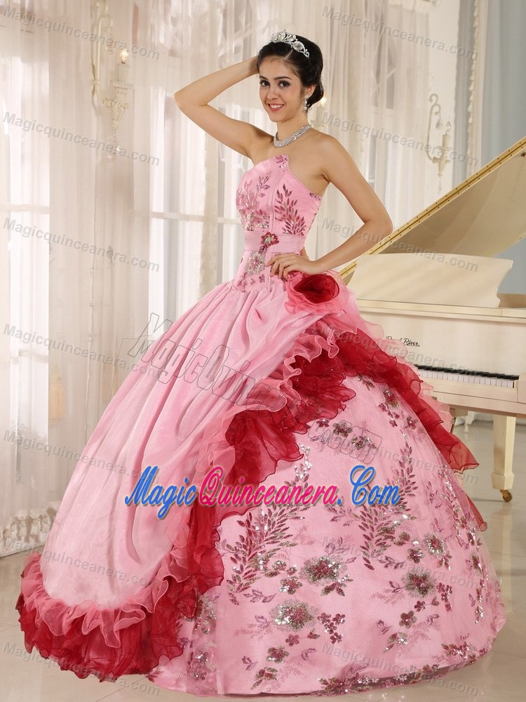 Vestidos Para Quinceaneras with Hand Made Flowers and Appliques