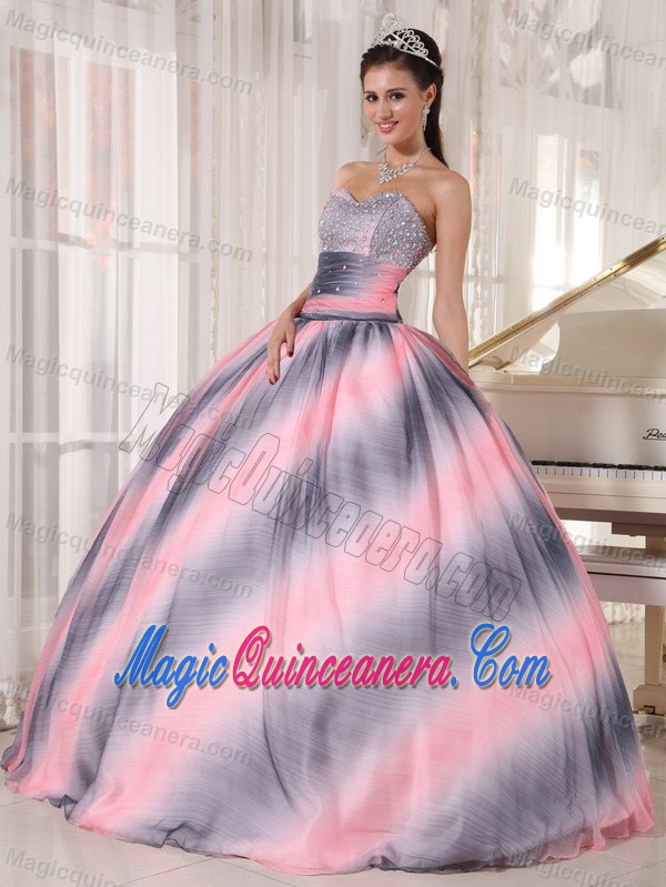 Beaded and Ruched Bodice Dresses Quinceanera in Ombre Color 2013
