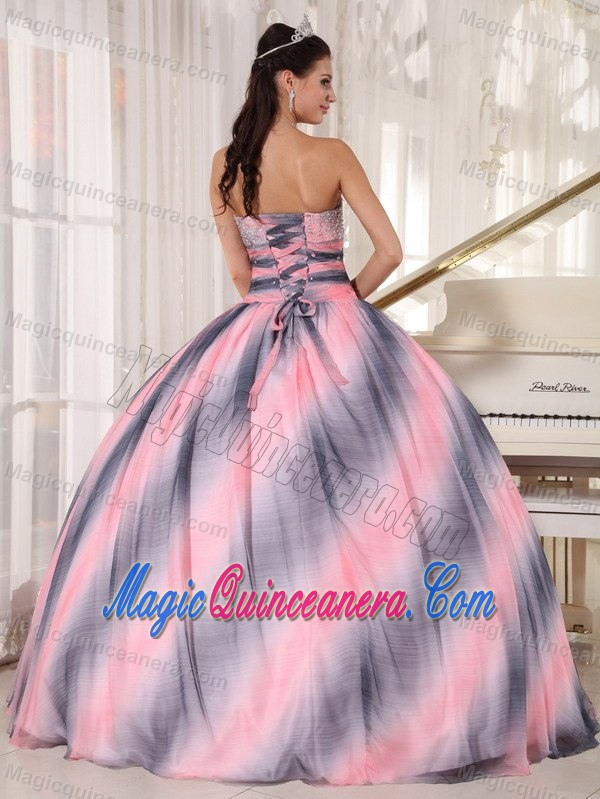 Beaded and Ruched Bodice Dresses Quinceanera in Ombre Color 2013
