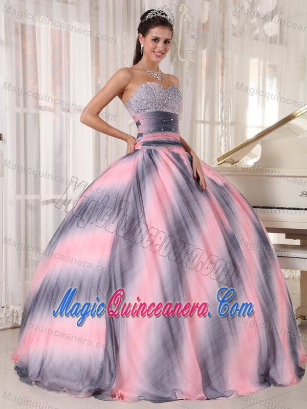 Beaded and Ruched Bodice Dresses Quinceanera in Ombre Color 2013