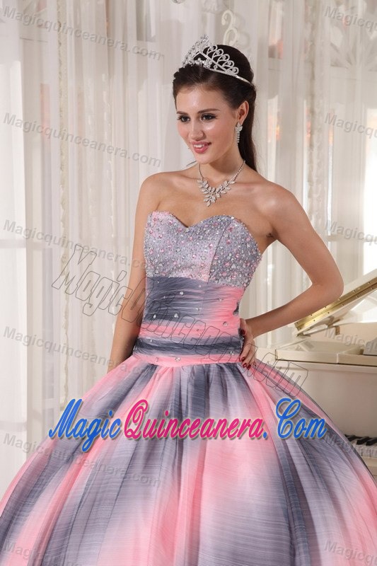 Beaded and Ruched Bodice Dresses Quinceanera in Ombre Color 2013