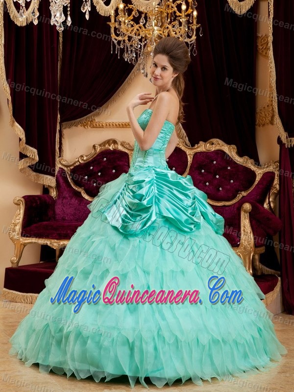 Beading and Ruffles Accent Dresses Quinceanera in Apple Green 2013