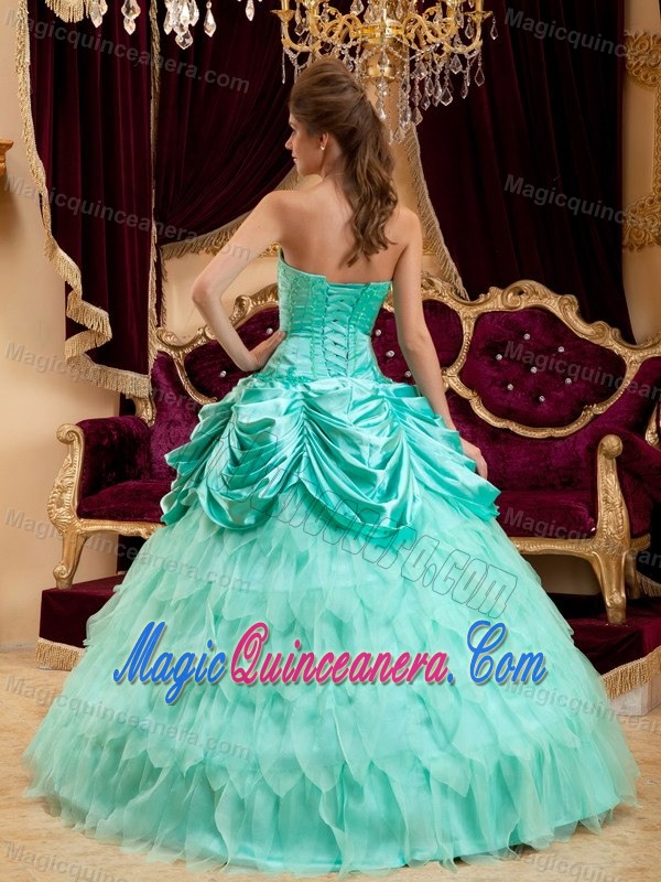Beading and Ruffles Accent Dresses Quinceanera in Apple Green 2013