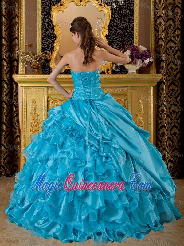 Appliqued and Ruffled Blue Sweet 15 Dress in Porto Alegre Brazil