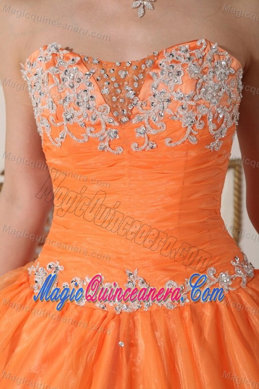 Appliqued Orange Organza Quinceanera Gown in Manaus Brazil 2013