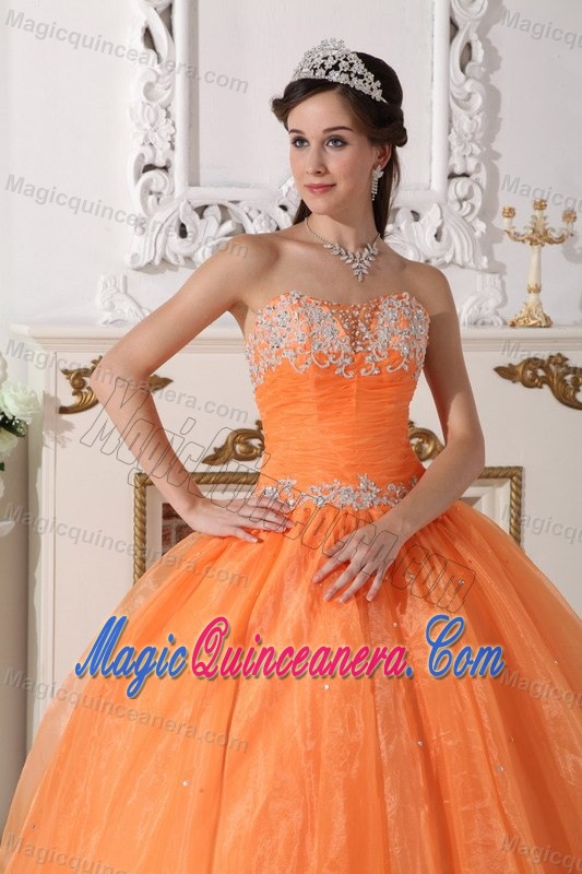 Appliqued Orange Organza Quinceanera Gown in Manaus Brazil 2013