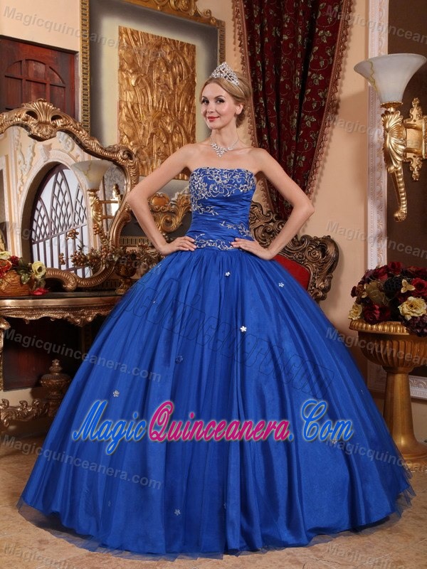 Showy Blue Appliqued Sweet Sixteen Dresses in Olintepeque