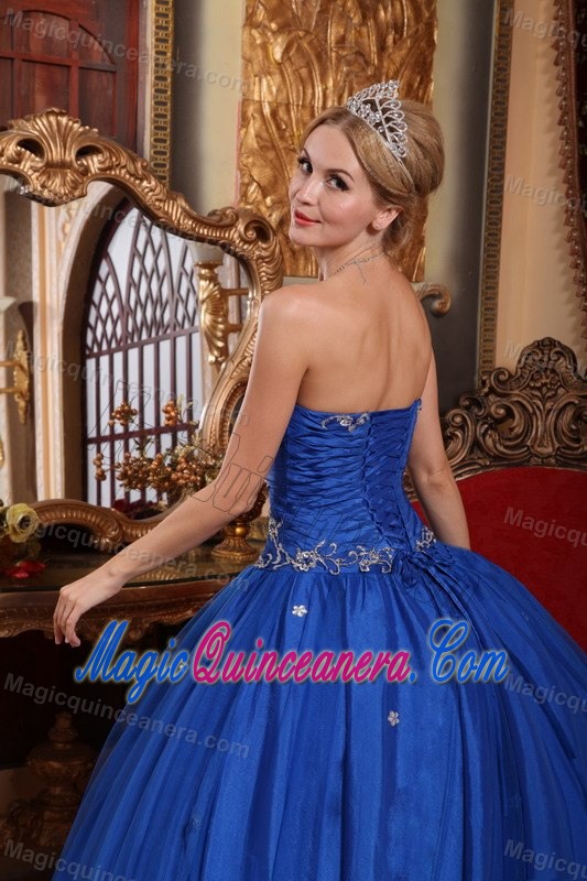 Showy Blue Appliqued Sweet Sixteen Dresses in Olintepeque
