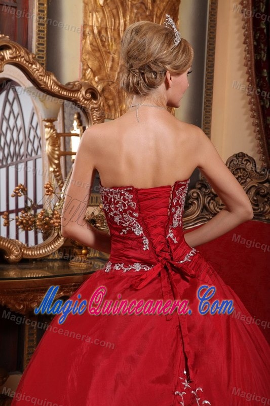 Online Wine Red Strapless Appliqued Dress for Sweet 15 Salama