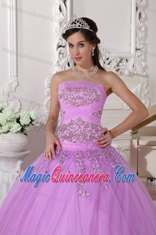 High-class Lavender Appliqued Ball Gown Quinceanera Dress