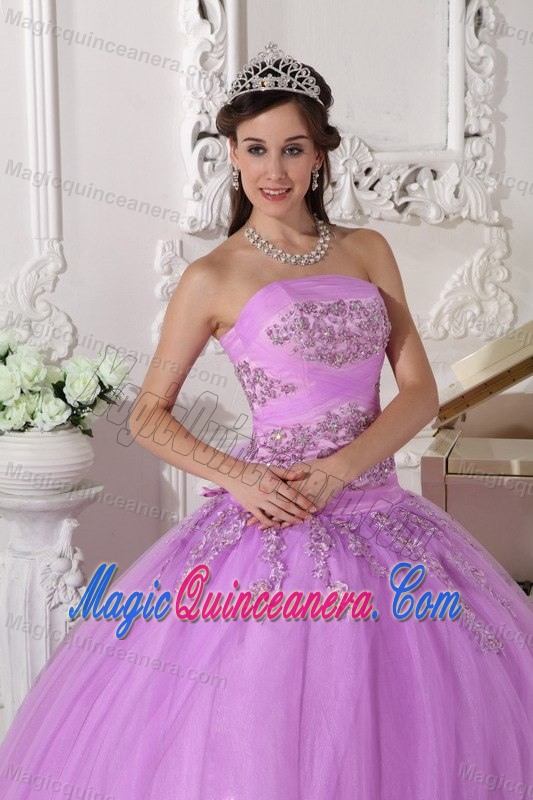 High-class Lavender Appliqued Ball Gown Quinceanera Dress