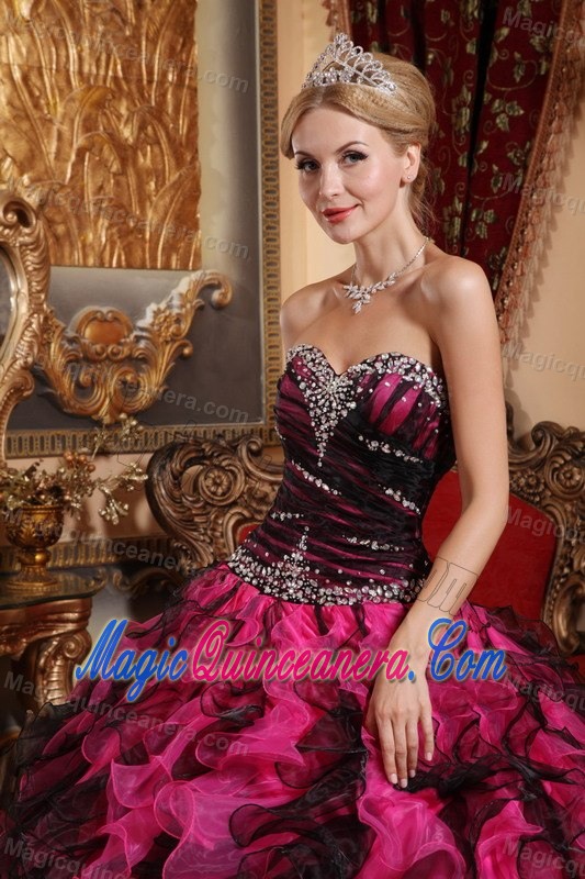 Dressy Beaded Ruffled Barberena Sweet 16 Dresses in Multi-color
