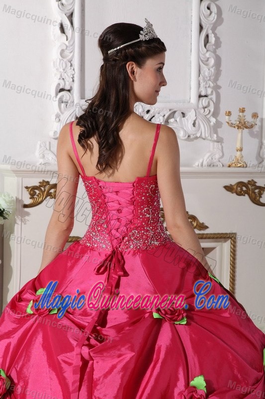 Classy Spaghetti Straps Pick Ups Flowers Sweet Sixteen Dresses
