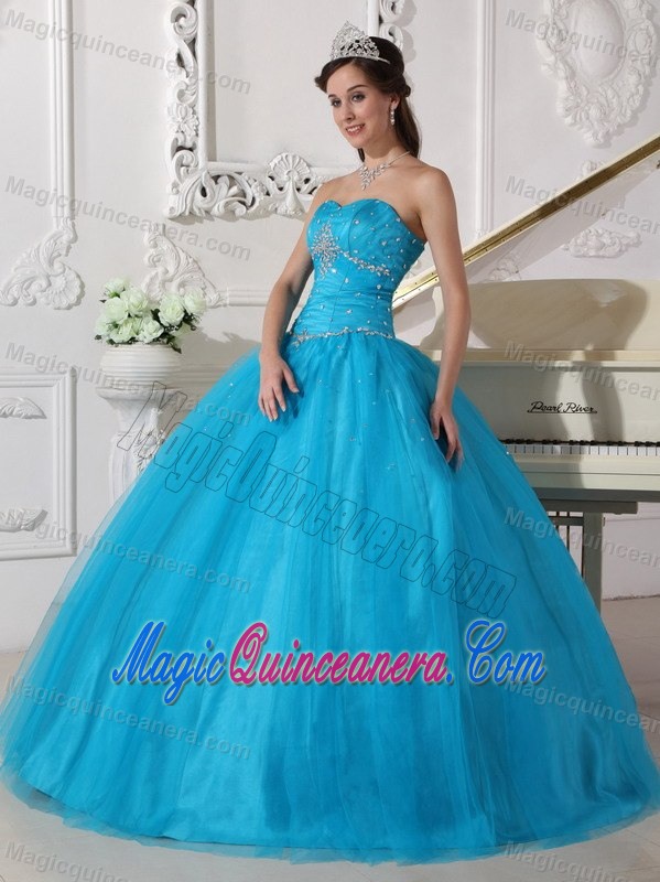 Customer Made Teal Ball Gown Beaded Sweet 15 Dresses 2013