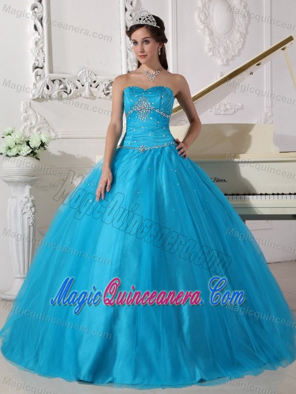 Customer Made Teal Ball Gown Beaded Sweet 15 Dresses 2013